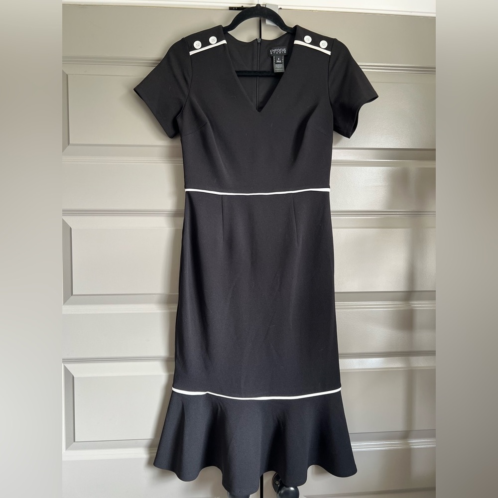 Black Dress with White Accents